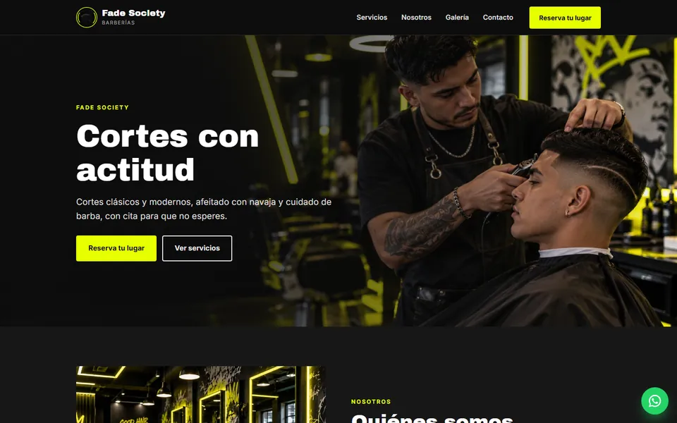 Diseño urbana para barberías: portada de Fade Society