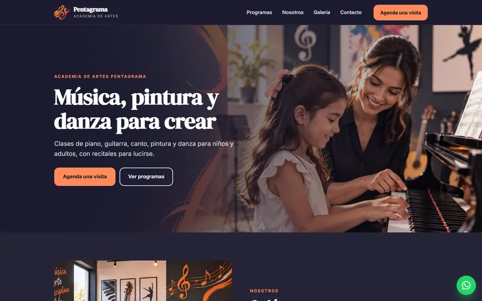 Diseño artístico para academia de artes: portada de Academia de Artes Pentagrama