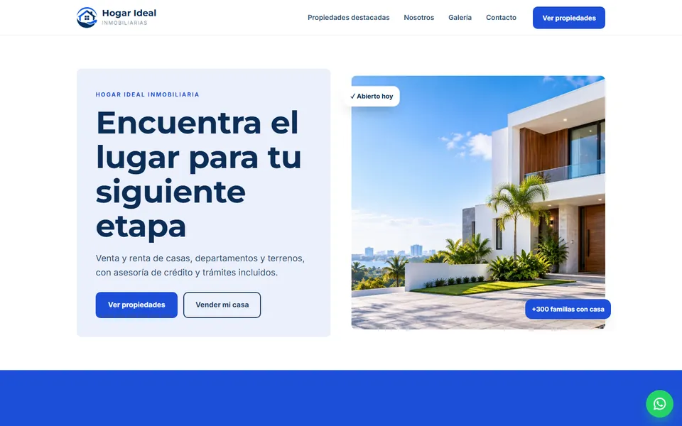 Diseño confianza local para inmobiliarias: portada de Hogar Ideal Inmobiliaria