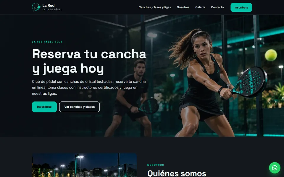 Diseño club de pádel para club de pádel: portada de La Red Pádel Club