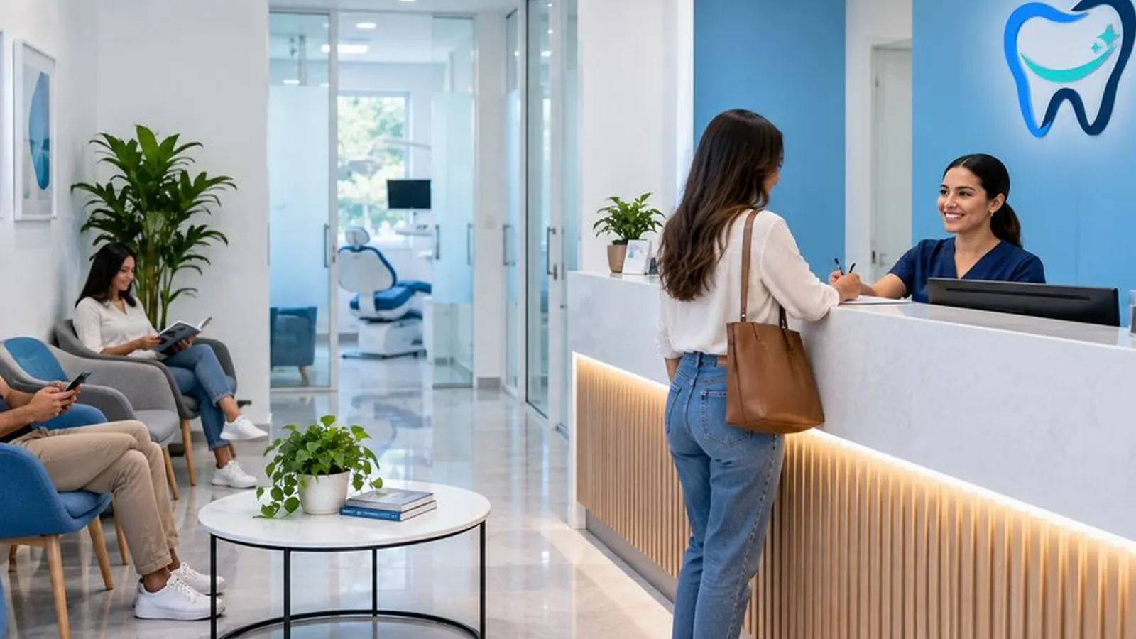Recepción luminosa de un consultorio dental